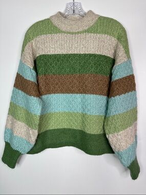 Daily Thread Green Striped Oversized Sweater Size XS